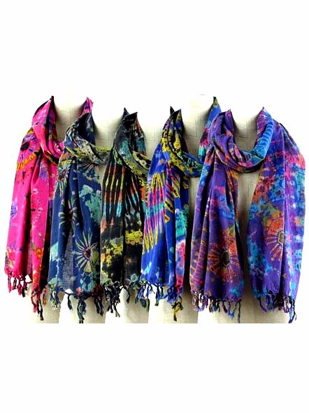 Tie &amp; Dye Print Shawls-Assorted-45