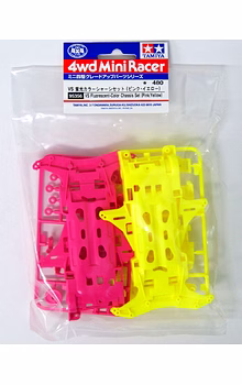 Tamiya 95356 Mini 4WD Fluorescent Chassis Set VS Chassis (Pink/Yellow)