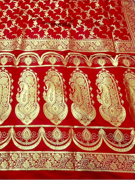 Exquisite Red Katan Silk Saree Banarasi Jaal - Handcrafted Elegance-2