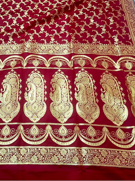 Maroon Katan Silk Saree Banarasi Jaal - Traditional Elegance Redefined-3