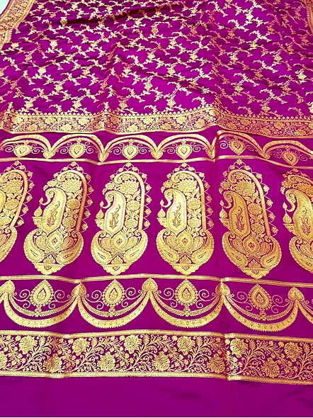 Exquisite Magenta Katan Silk Saree  Banarasi Jaal - Traditional &amp; Elegant-3