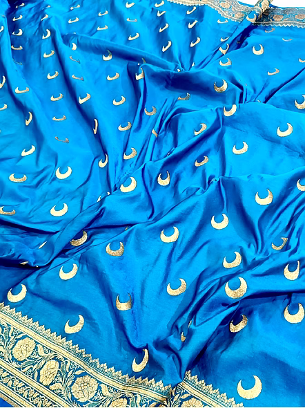 Exquisite Firozi Katan Silk Banarasi Saree-4