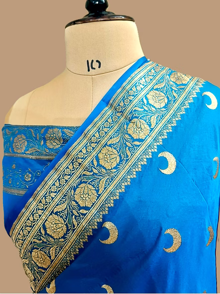 Exquisite Firozi Katan Silk Banarasi Saree-2