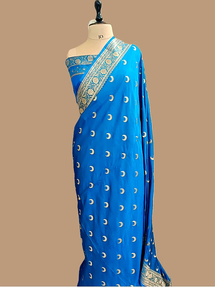 Exquisite Firozi Katan Silk Banarasi Saree