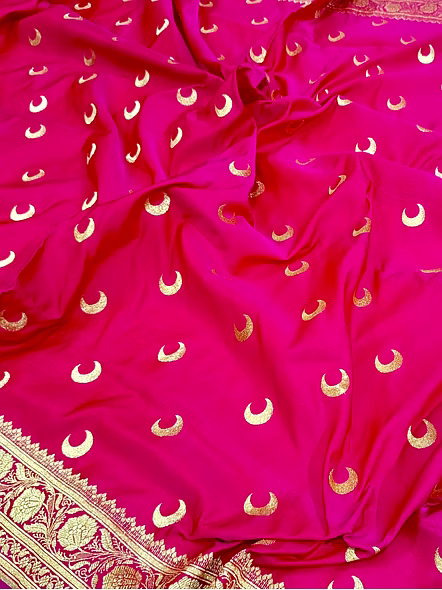 Rani Katan Silk Banarasi Saree - Exquisite Elegance from Aanchal Fabric, India-4