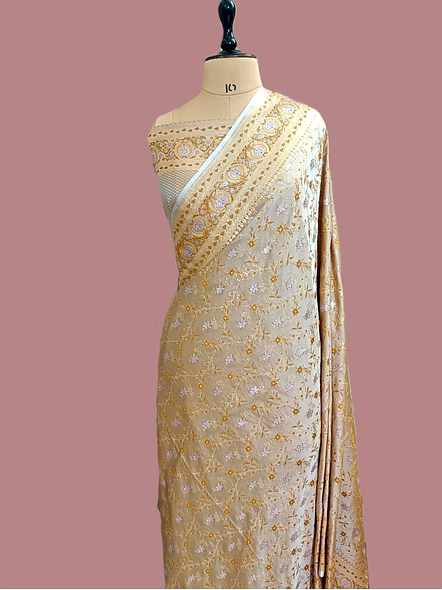 Exquisite Tassar Katan Silk Banarasi Jamdani Patola Saree-1
