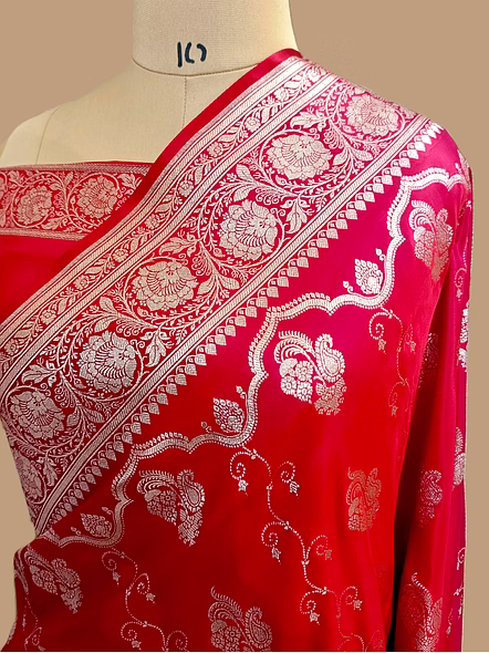 Elegant Red Strawberry Katan Silk Banarasi Saree for Timeless Style-2