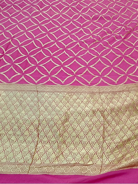 Pink Khaddi Georgette Saree - Elegant Indian Ethnic Wear-3