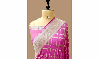 Pink Khaddi Georgette Saree - Elegant Indian Ethnic Wear