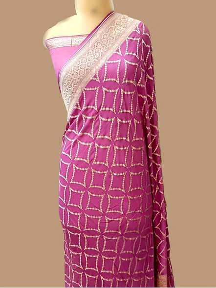 Pink Khaddi Georgette Saree - Elegant Indian Ethnic Wear
