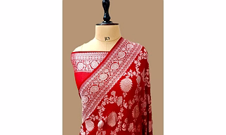 Elegant Red Khaddi Georgette Saree - Perfect for Any Occasion!