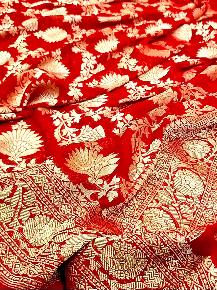 Elegant Red Khaddi Georgette Saree - Perfect for Any Occasion!-4