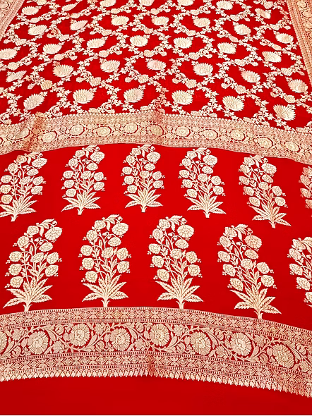 Elegant Red Khaddi Georgette Saree - Perfect for Any Occasion!-3