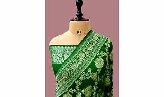 Green Khaddi Georgette Saree - Exquisite Traditional Elegance