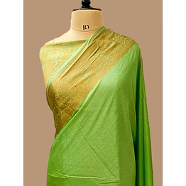 aanchal green plain zari border georgette saree - exquisite elegance for special occasions