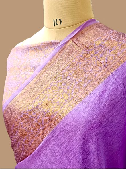 Purple Plain Zari Border Georgette Saree - Exquisite Indian Ethnic Wear-2