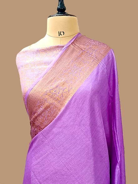 Purple Plain Zari Border Georgette Saree - Exquisite Indian Ethnic Wear