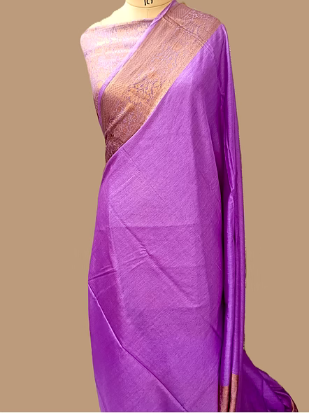Purple Plain Zari Border Georgette Saree - Exquisite Indian Ethnic Wear
