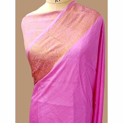 aanchal pink plain zari border georgette saree - elegant ethnic attire