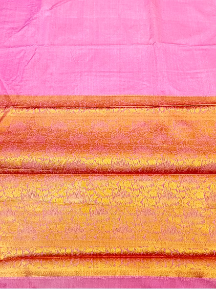 Pink Plain Zari Border Georgette Saree - Elegant Ethnic Attire-3