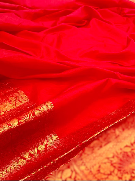 Elegant Red Georgette Saree with Zari Border-4