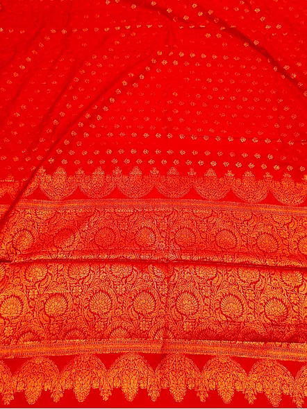 Maroon Georgette Silk Saree with Copper Zari Brocade Blouse-2