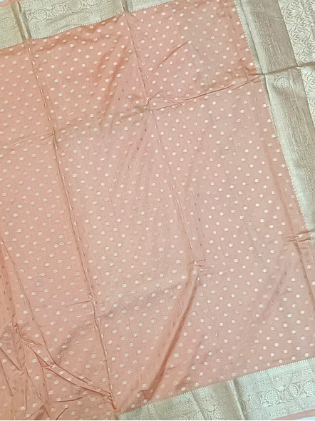 Peach Georgette Silk Saree with Brocade Blouse