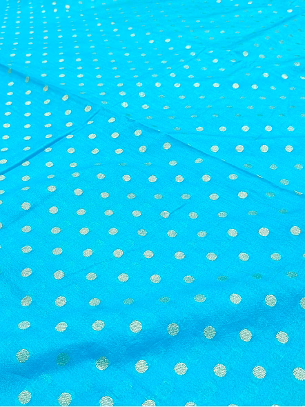 Firozi Georgette Silk Saree with Intricate Brocade Blouse-2