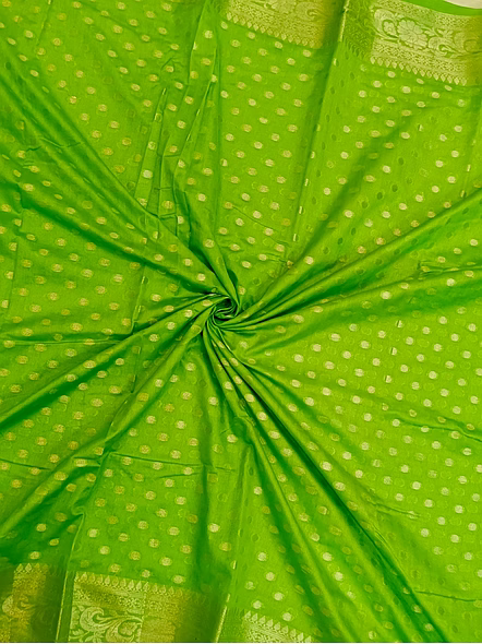 Parrot Green Georgette Silk Saree - Elegant Indian Ethnic Wear for Women-4