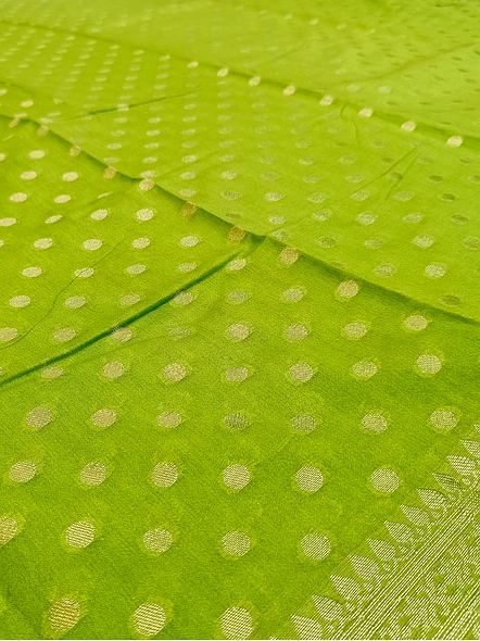 Parrot Green Georgette Silk Saree - Elegant Indian Ethnic Wear for Women-2