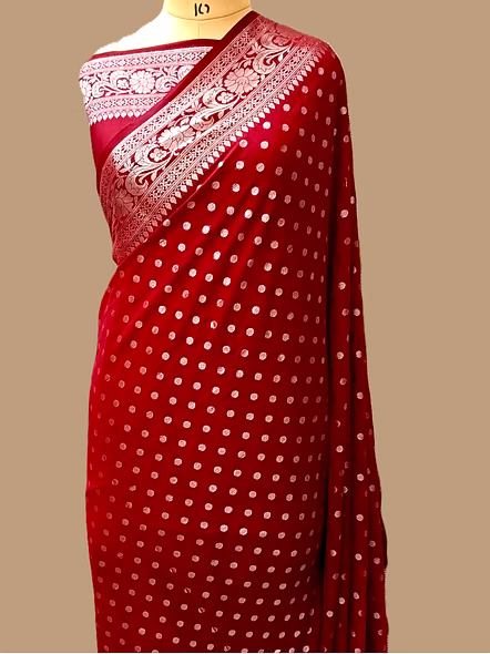 Maroon Georgette Silk Saree - Exquisite Elegance for Special Occasions