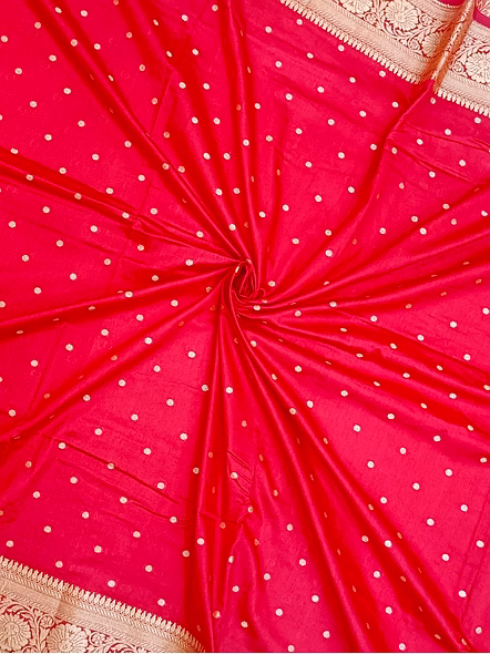 Red Georgette Silk Saree with Brocade Blouse | Aanchal Fabric-4