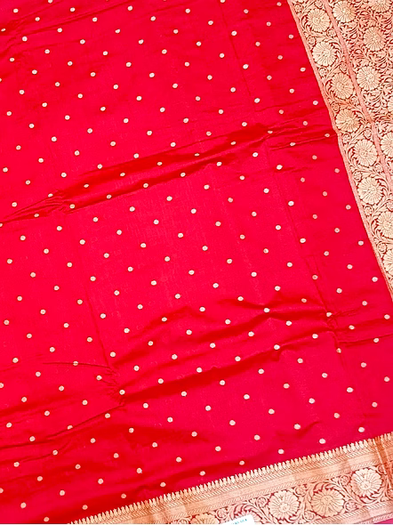 Red Georgette Silk Saree with Brocade Blouse | Aanchal Fabric