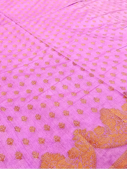 Exquisite Purple Georgette Silk Saree with Copper Zari Brocade Blouse-3