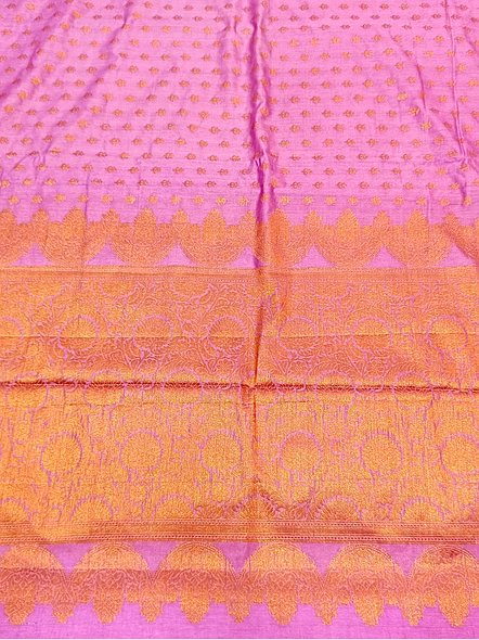 Exquisite Purple Georgette Silk Saree with Copper Zari Brocade Blouse-2