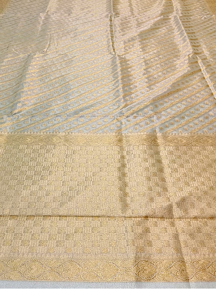 Exquisite Cream Tissue Silk Saree - Elegant Ethnic Wear-3