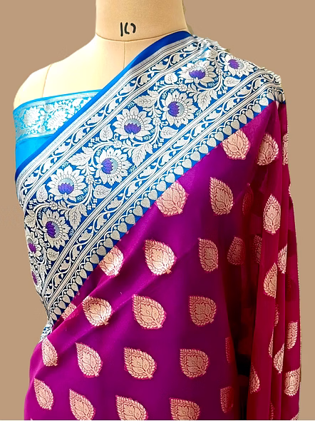 Elegant Rani Color Kora Saree with Contras Satan Border-AF-0022-KR-RN