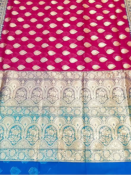 Elegant Rani Color Kora Saree with Contras Satan Border-3