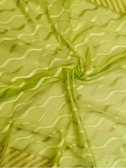 Green Kora Saree Resham Zari Work - Elegant Ethnic Attire-4