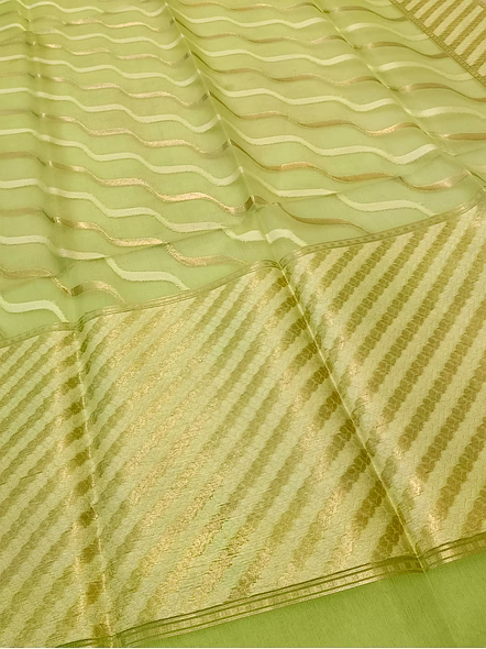 Green Kora Saree Resham Zari Work - Elegant Ethnic Attire-3