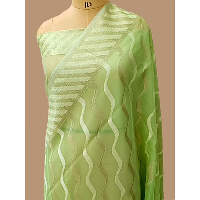 aanchal green kora saree resham zari work - elegant ethnic attire