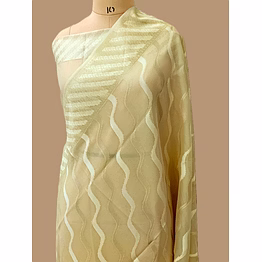 aanchal cream kora saree resham zari work - elegant handcrafted indian saree