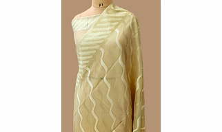 Cream Kora Saree Resham Zari Work - Elegant Handcrafted Indian Saree