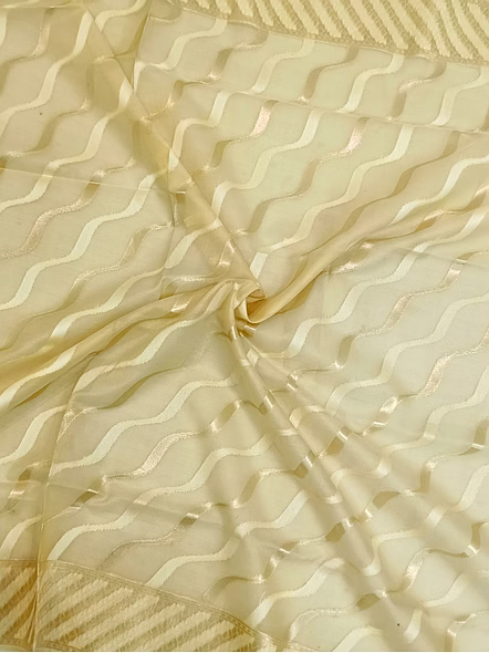 Cream Kora Saree Resham Zari Work - Elegant Handcrafted Indian Saree-4