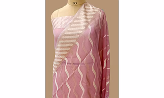 Exquisite Baby Pink Kora Saree with Resham Zari Work