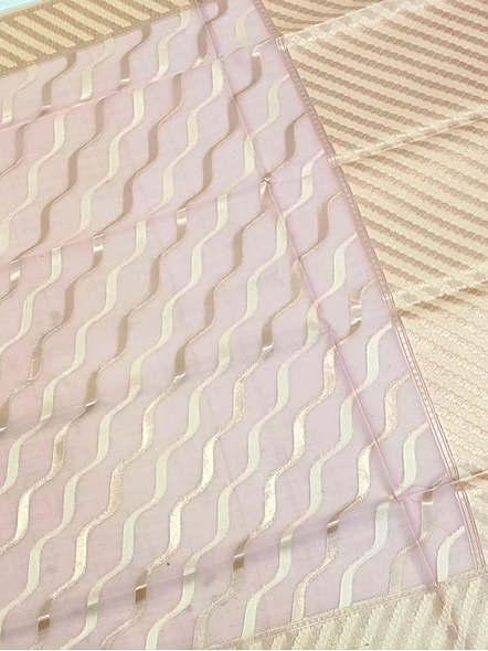 Exquisite Baby Pink Kora Saree with Resham Zari Work-1