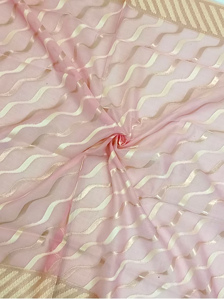 Exquisite Baby Pink Kora Saree with Resham Zari Work-4