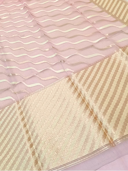 Exquisite Baby Pink Kora Saree with Resham Zari Work-3