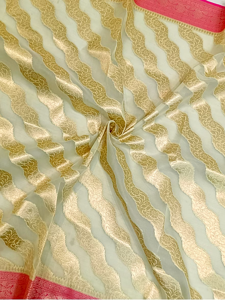 White Kora Saree Contras Border - Elegant Traditional Saree-4