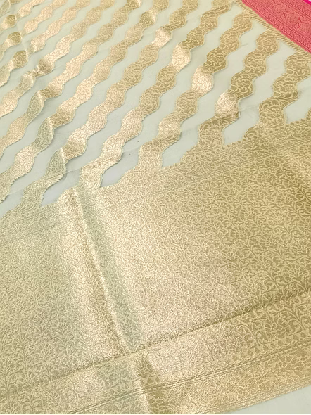 White Kora Saree Contras Border - Elegant Traditional Saree-3